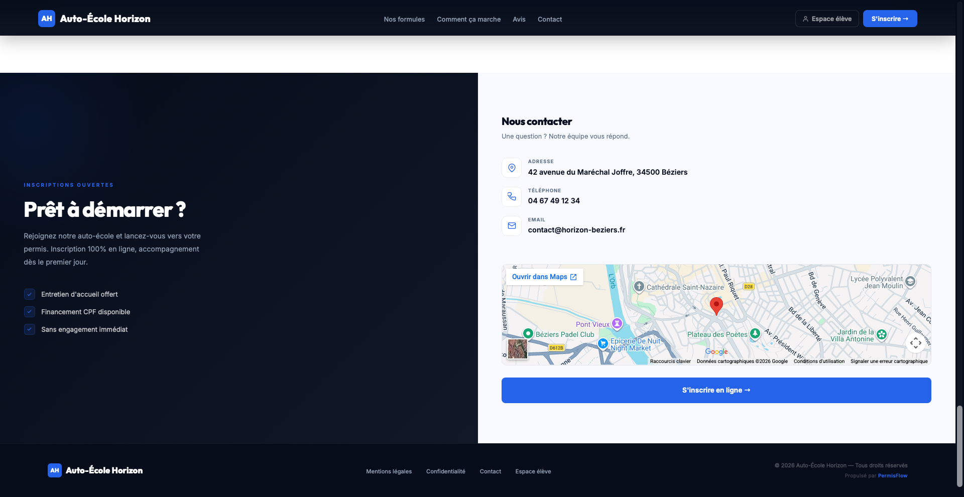 Contact et localisation de l-auto-ecole
